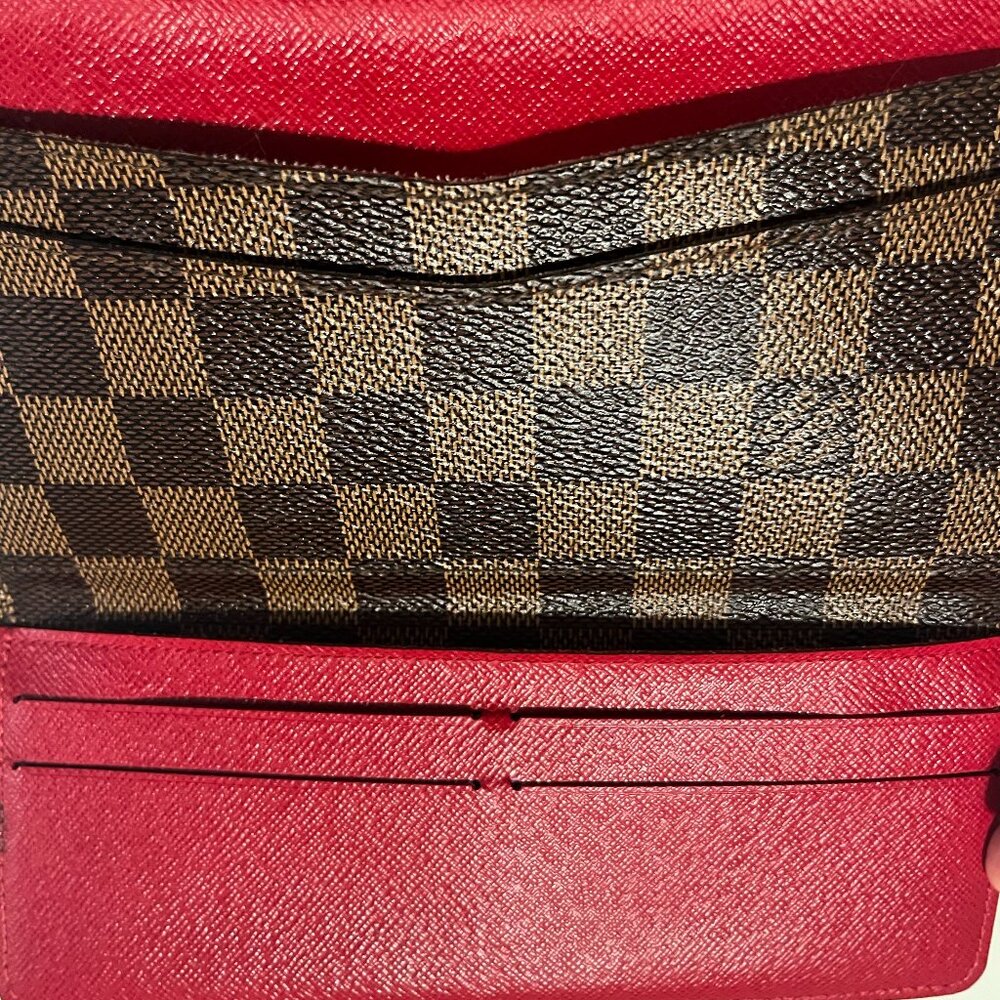 Louis Vuitton Josephine Wallet Damier Ebene Red Wallet + COA - Picture 7 of 13